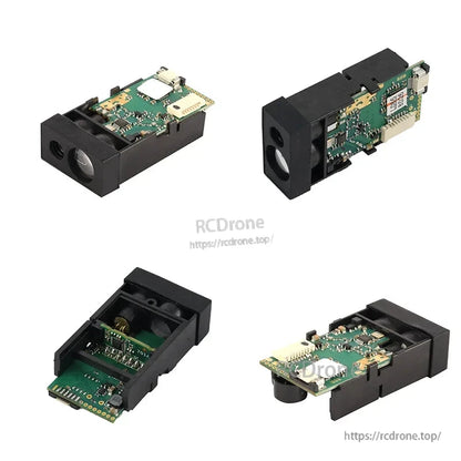 Meskernel LDK-40 laser distance module: 40m range, ±2mm accuracy, 3Hz, TTL/RS232/RS485 interfaces, compact design with circuit board and lens.