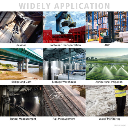 Meskernel LDK-60 Laser Distance Sensor, Used in elevators, transport, AGVs, bridges, warehouses, irrigation, tunnels, rails, and water monitoring systems.