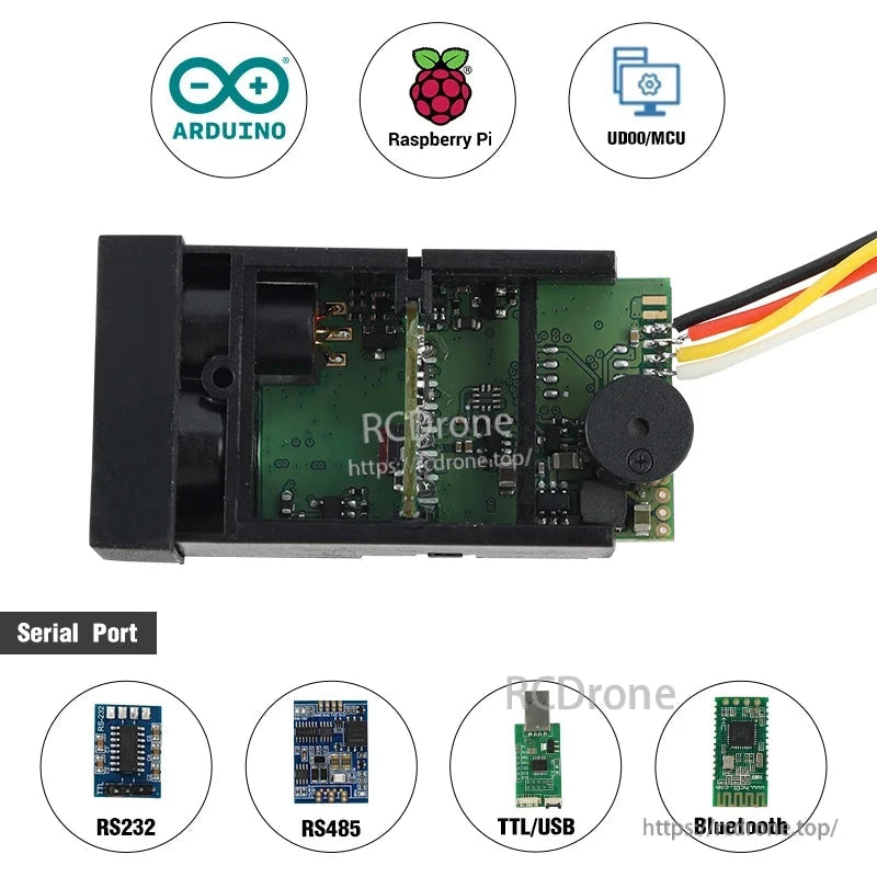 Meskernel LDK-60 Laser Distance Sensor measures up to 60m with ±2mm accuracy, using UART/TTL/RS232/RS485 and Bluetooth protocols.