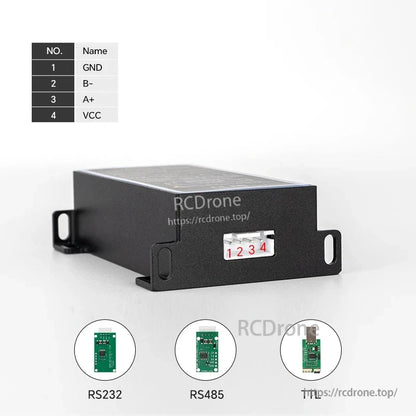 Compact industrial laser sensor, 620–690nm, ±1–2mm accuracy, IP54-rated, 3Hz sampling, with RS232/RS485/TTL outputs for reliable distance measurement.