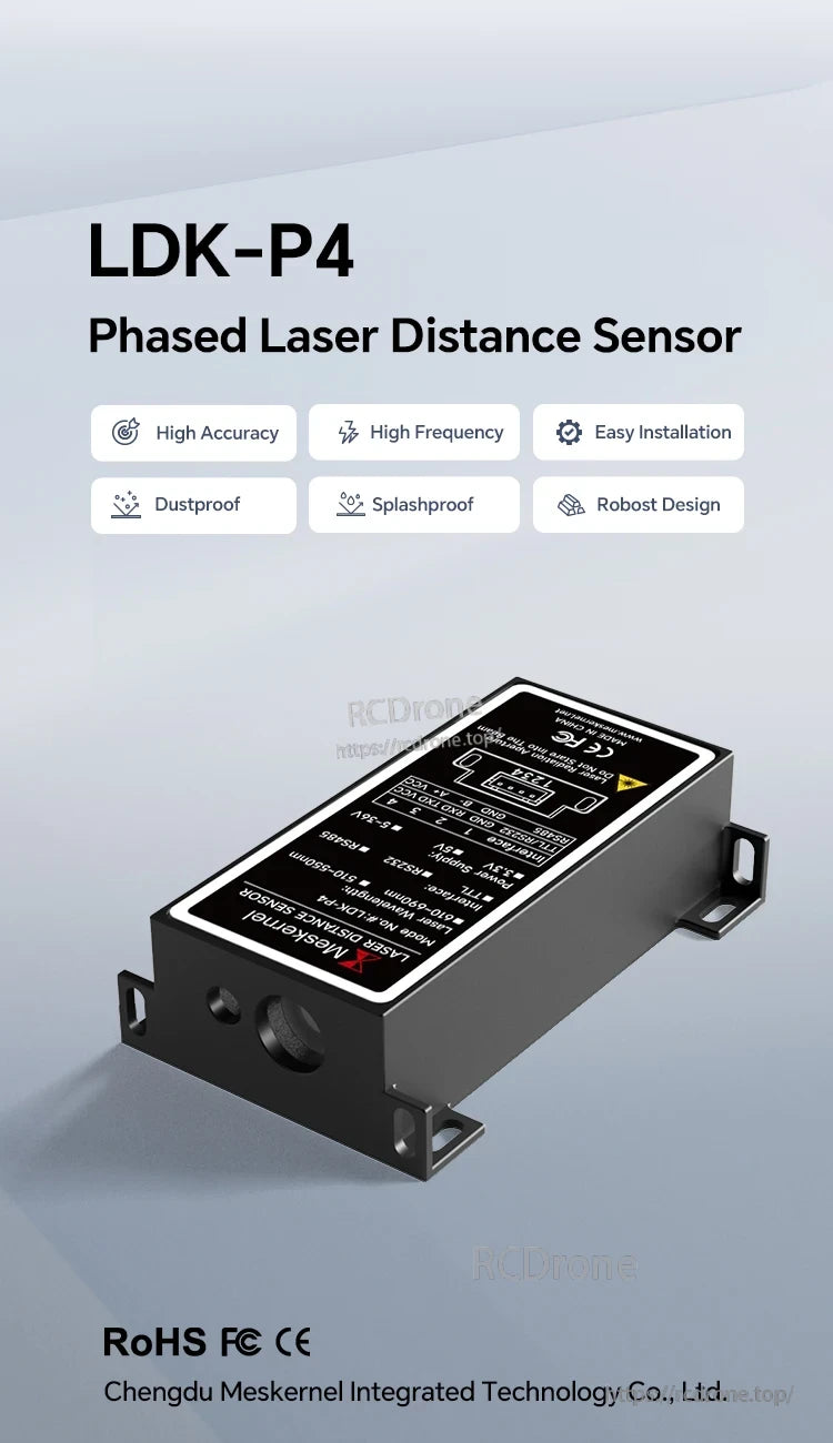 Meskernel LDK-P4-60 Laser Sensor, LDK-P4 phased laser sensor offers high accuracy, frequency, durability, and easy installation. Dustproof, splashproof, RoHS, FCC, CE certified by Chengdu Meskernel.