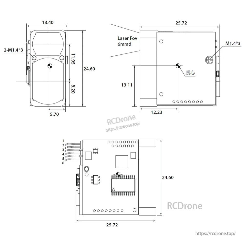 Meskernel TS1224 Laser Sensor, Laser sensor TS1224: 6mrad FoV, compact dimensions, interface specifications included.