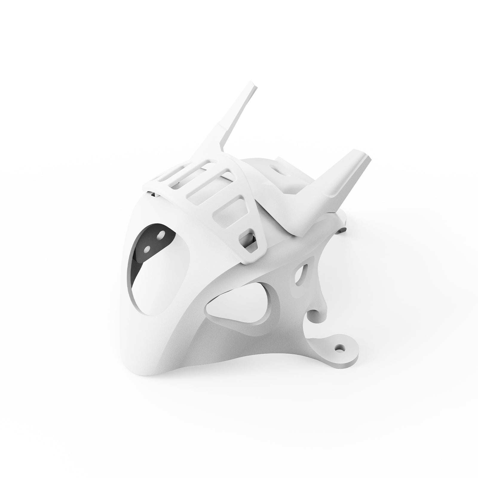 BetaFPV Micro Canopy in white, front-left view with vented top and camera opening