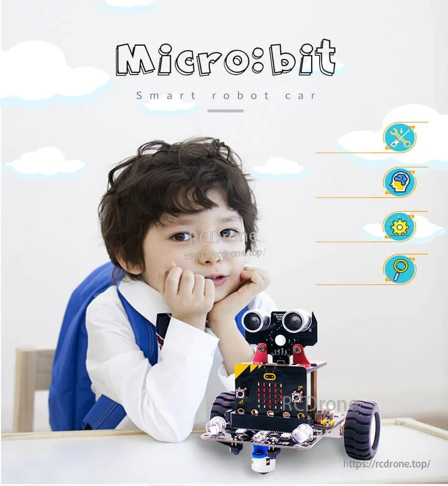 Yahboom micro:bit Bitbot Smart Robot car kit with micro:bit display and ultrasonic sensor “eyes”