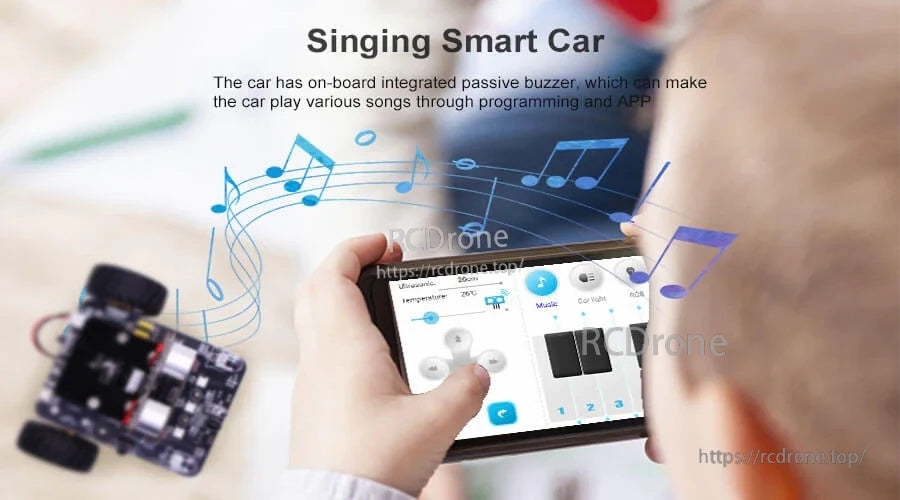 App music interface controlling the Bitbot passive buzzer for singing and sound effects