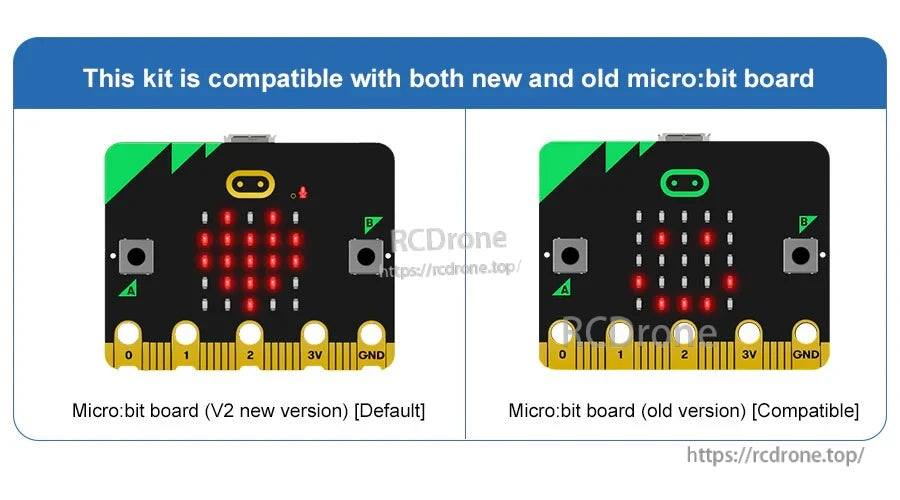Bitbot compatibility with micro:bit V2 (default) and older micro:bit boards (compatible)