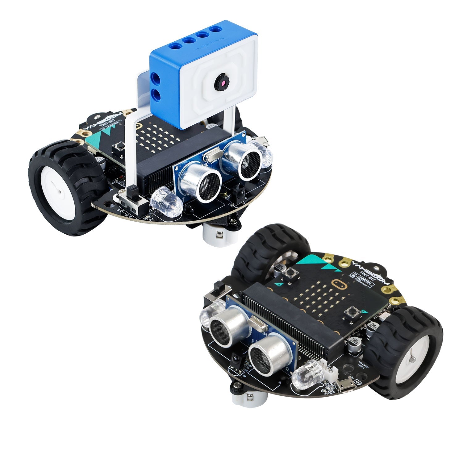 Yahboom Tiny:bit/Tiny:bit Plus smart car robot, two-wheel micro:bit car with ultrasonic sensor and camera module