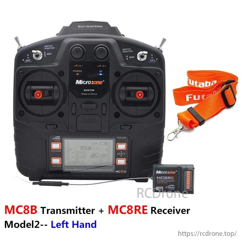Microzone MC8B 2.4G 8CH Transmitter ya Kidhibiti cha Mbali & MC8RE/ MC9002 Mfumo wa Redio wa Kipokeaji Kwa Helikopta ya Mrengo Isiyohamishika ya RC