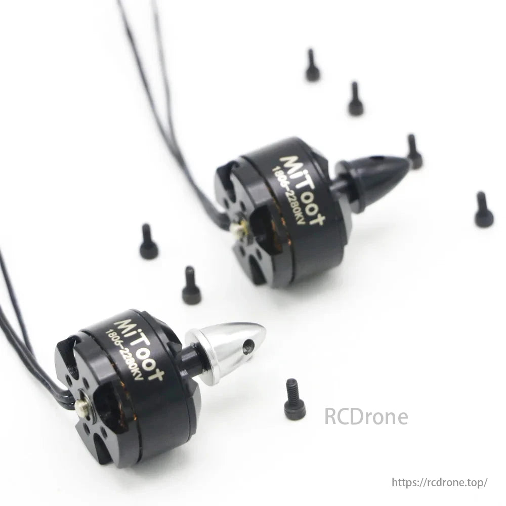 Mitoot 1806 2280KV 2-3S CW/CCW Brushless Motor, Mitoot 1806 2280KV brushless motor for QAV250/260 FPV drone, CW/CCW, black design, 2-3S compatibility.