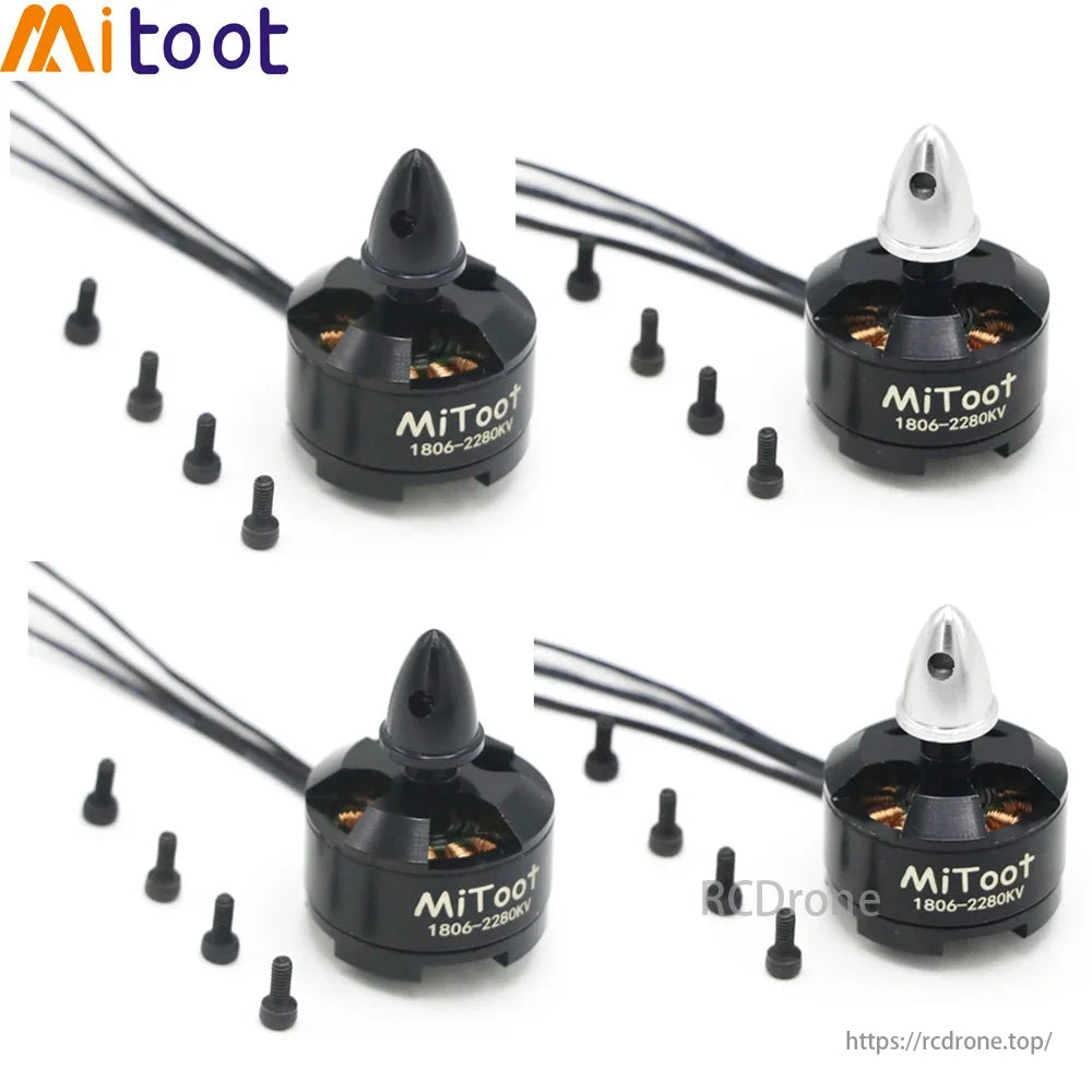 Mitoot 1806 2280KV 2-3S CW/CCW Brushless Motor, Mitoot 1806 2280KV brushless motor for QAV250/260 FPV drones, with CW/CCW rotation, compact design, and high performance.