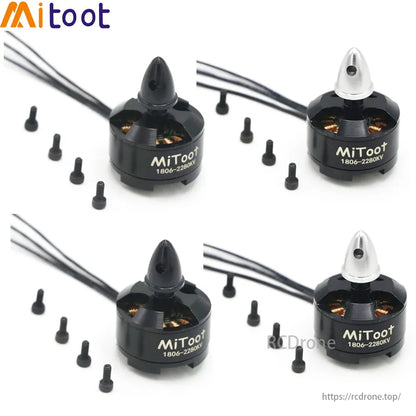 Mitoot 1806 2280KV 2-3S CW/CCW Brushless Motor, Mitoot 1806 2280KV brushless motor for QAV250/260 FPV drones, with CW/CCW rotation, compact design, and high performance.
