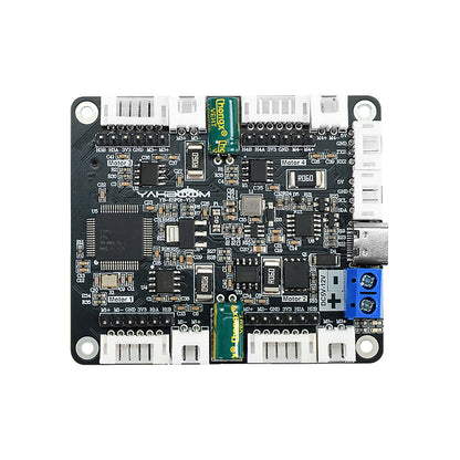 Yahboom 4-channel encoder motor drive module board, top view with STM32F103 MCU and motor/encoder ports