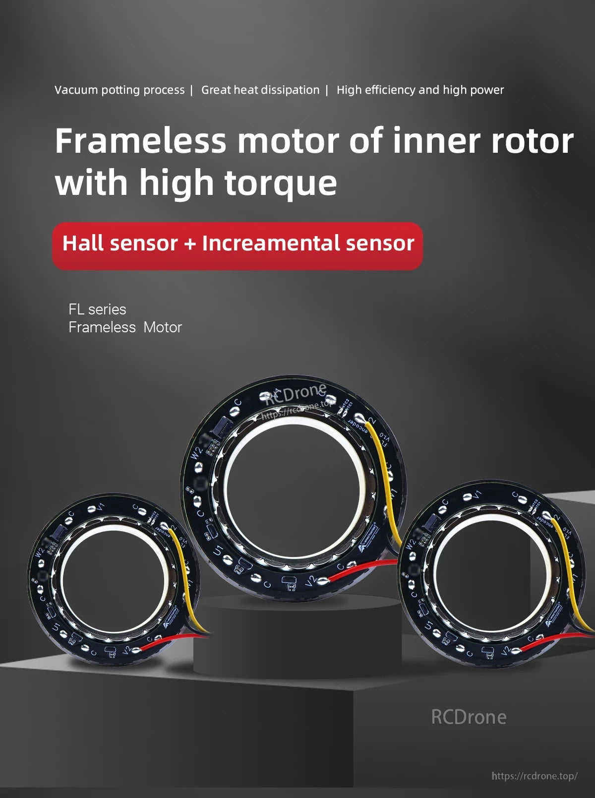 MyActuator FL-70-10 Motor, Frameless inner rotor motor with high torque, Hall and incremental sensors, vacuum potted for efficient heat dissipation, FL series.