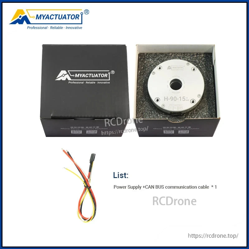 MyActuator H90-15 Direct Drive Actuator, MyActuator H-90-15 direct drive actuator includes power supply and CAN BUS cable.