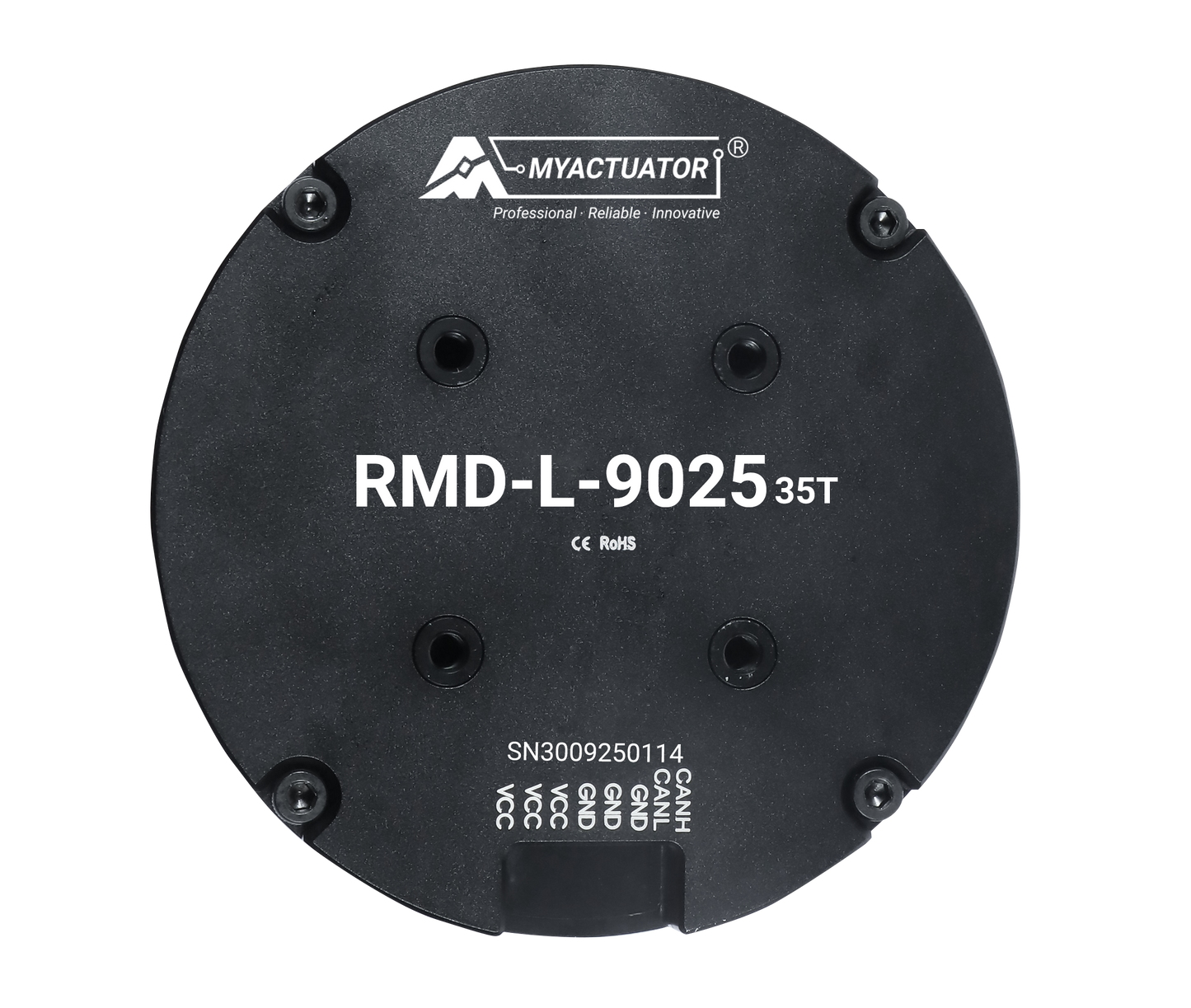 MyActuator RMD-L-9025 servo motor: 24V, 2.79 N·m, 280 RPM, high precision, CE/RoHS certified, SN3009250114.