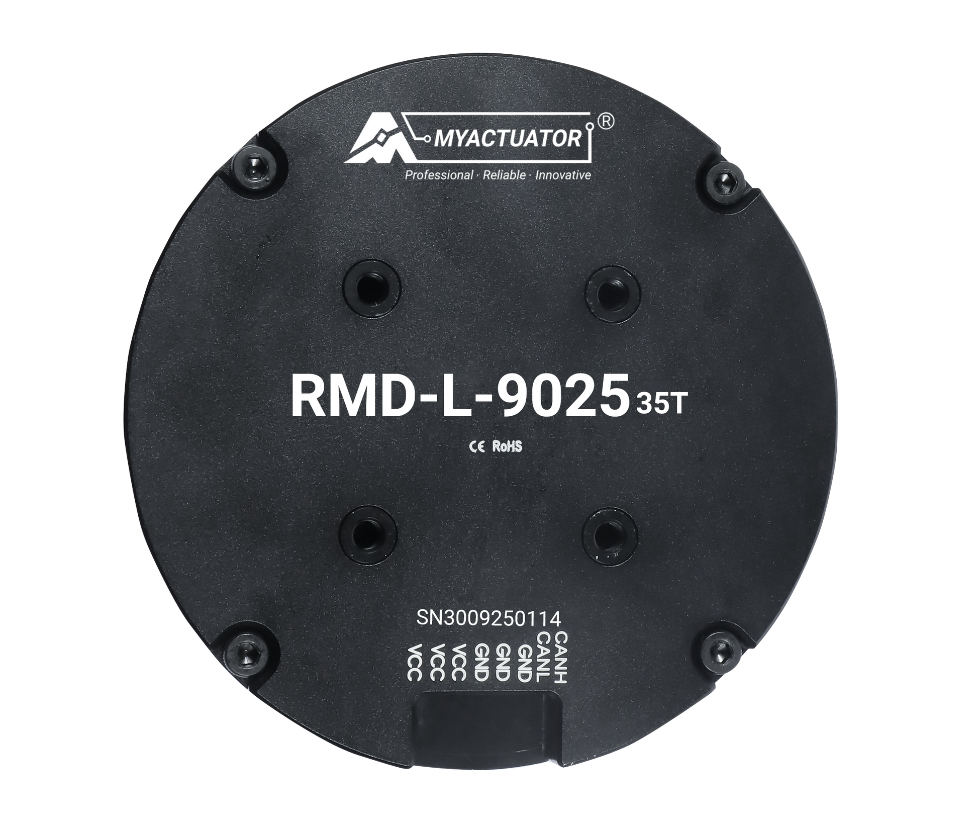 MyActuator RMD-L-9025 servo motor: 24V, 2.79 N·m, 280 RPM, high precision, CE/RoHS certified, SN3009250114.