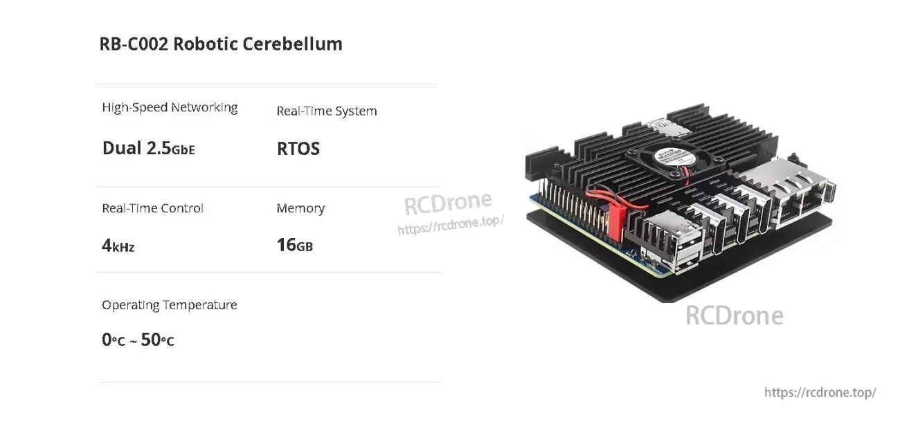 MyActuator RB-C002 Robotic Cerebellum Controller board with dual 2.5GbE, RTOS and 4 kHz real-time control highlights