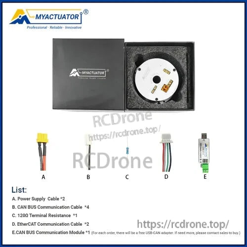 Двигун гармонічного з'єднання MyActuator RH-20, передавальне число 100:1, піковий момент 80Н·м, EtherCAT і CAN Bus, подвійний 17-бітний енкодер