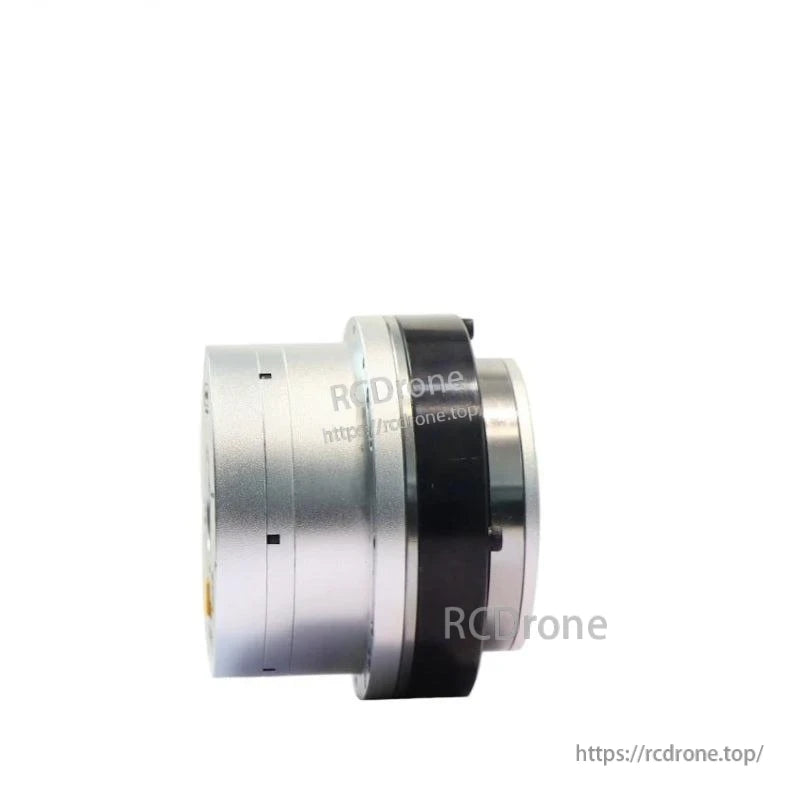 Side profile of MyActuator RH-25 harmonic actuator showing cylindrical body and rear cover depth