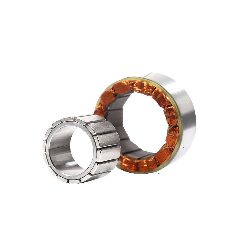 Frameless torque motor stator with exposed copper windings and matching inner rotor ring