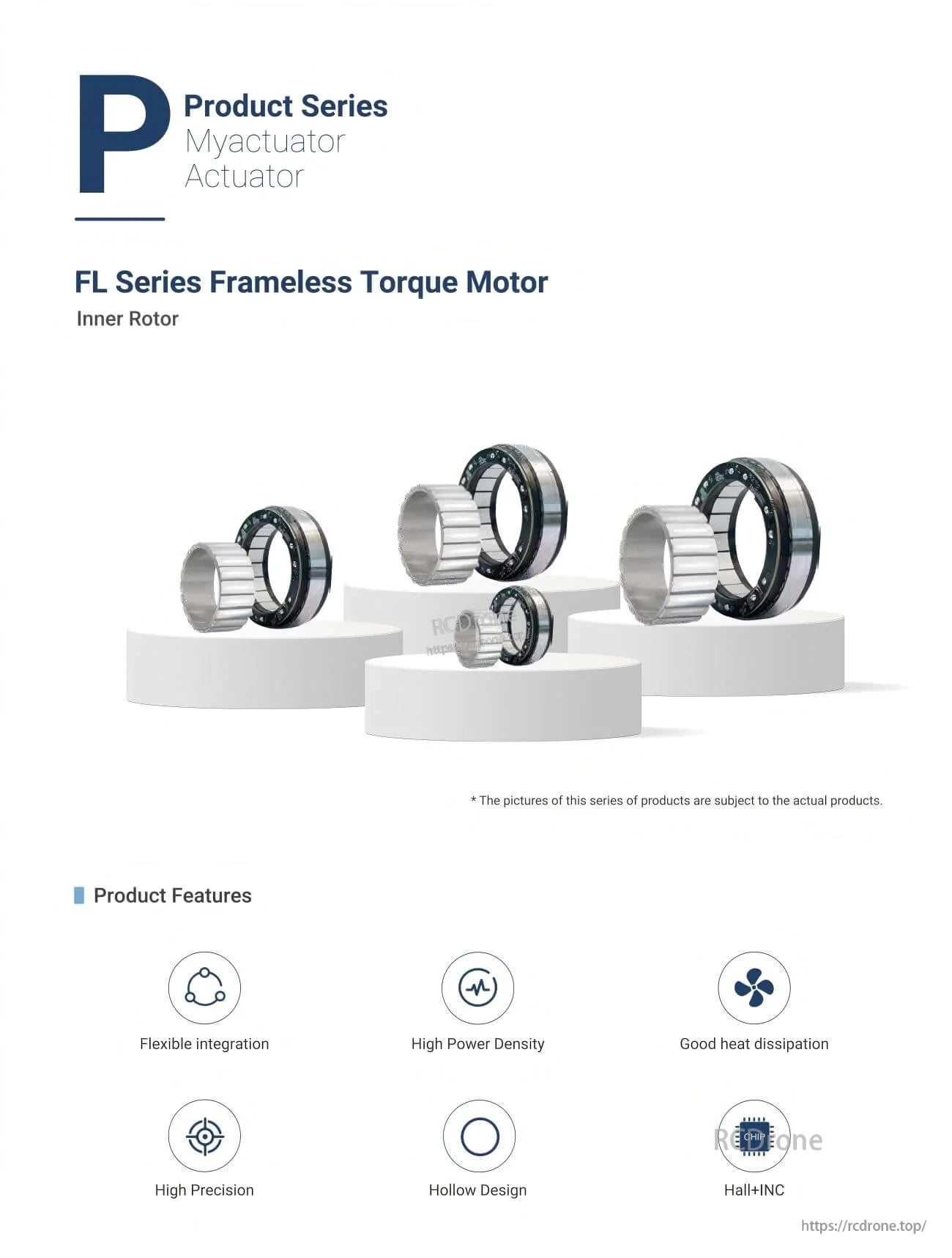 MyActuator RMD-FL-38 FL Series frameless torque motor, inner rotor hollow design for compact direct-drive integration
