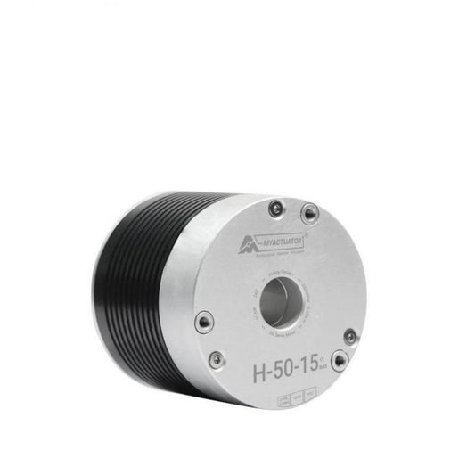 MyActuator RMD-H-50-15 24V CAN bus motor, angled view showing front face and center bore