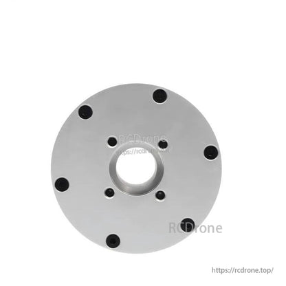 Rear face view of the motor showing circular back plate, center bore, and multiple screw holes