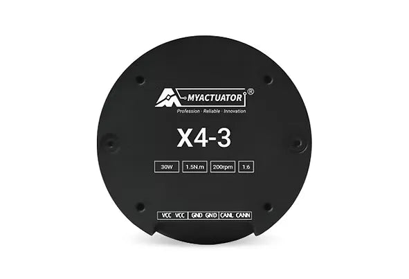 MyActuator X4-3 is a 30W, 1.5N·m, 200rpm motor with CAN BUS communication.