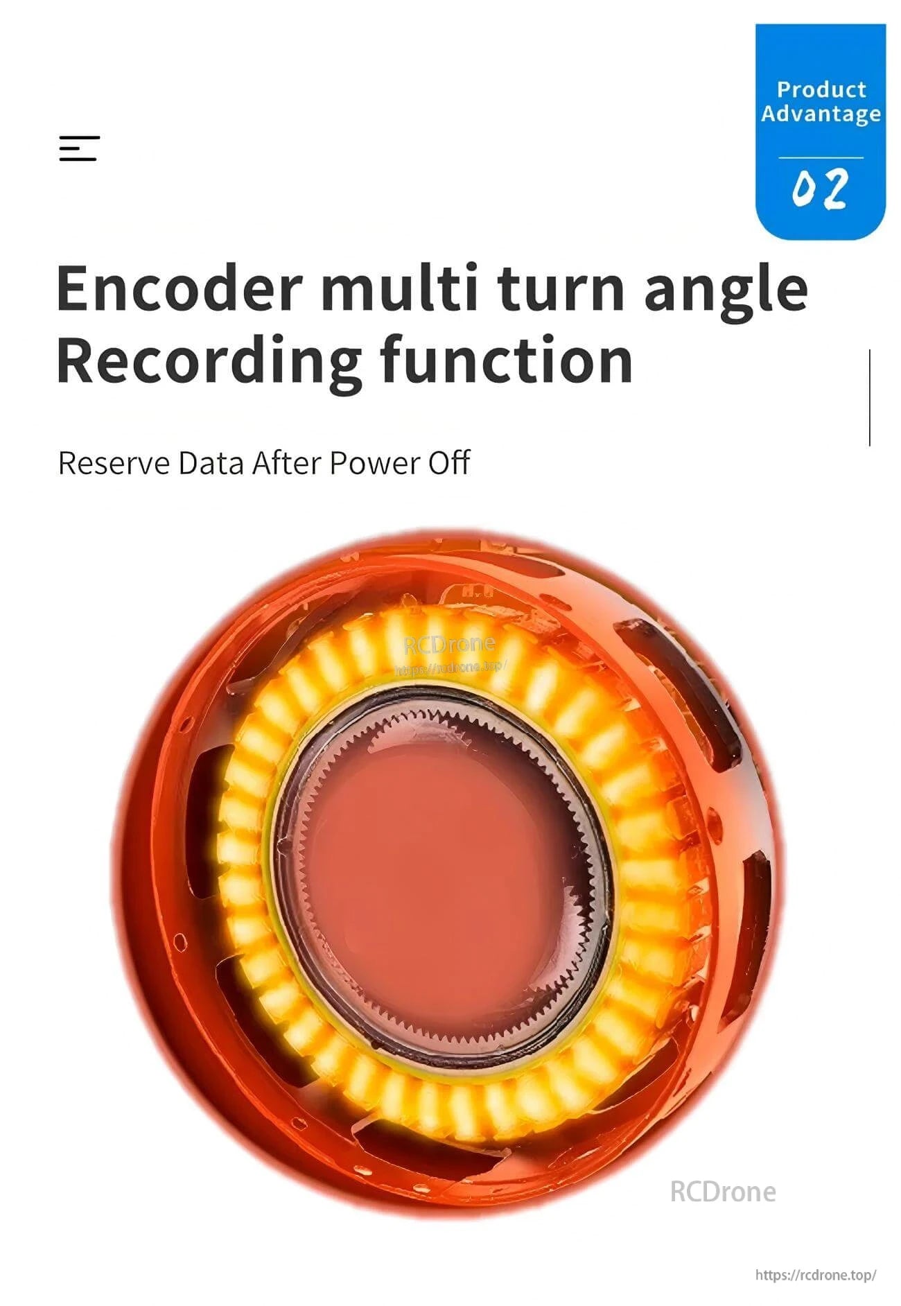 RMD-X6-40 encoder multi-turn angle recording feature, with internal motor cross-section graphic