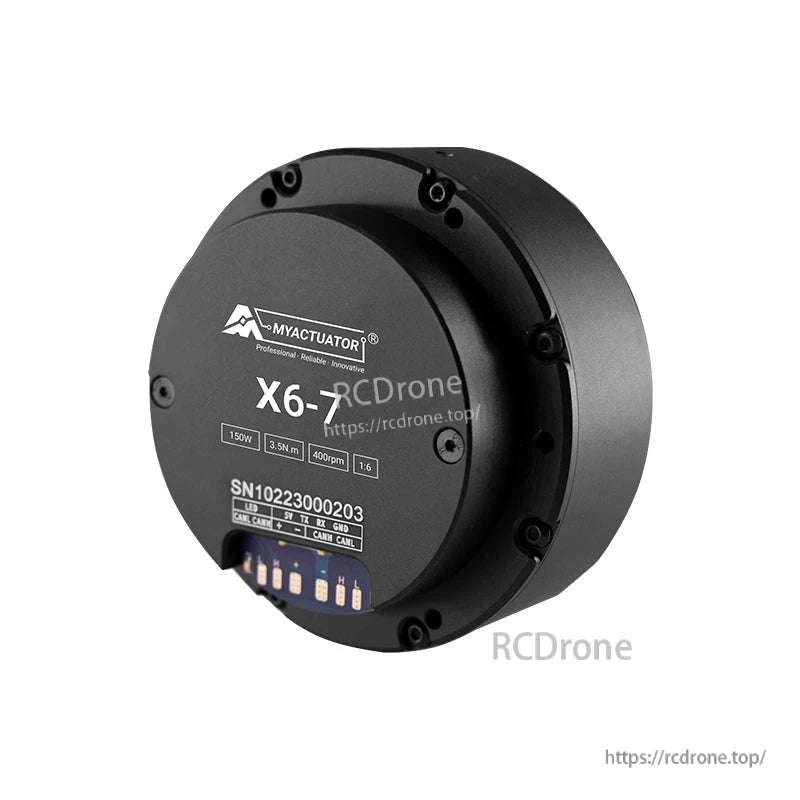 MyActuator X6-7: 150W, 3.5N·m, 400rpm, high-precision servo actuator with CAN/RS485 for robotics and automation.