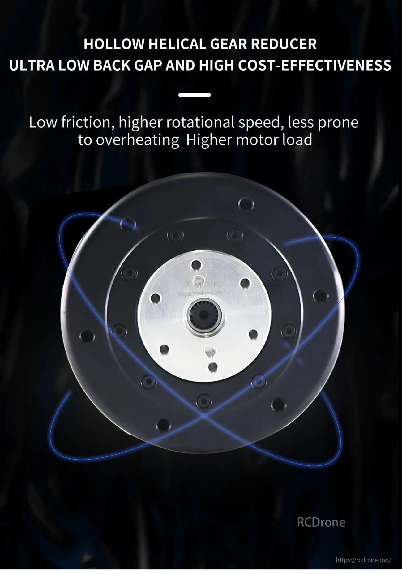 Front output flange of RMD-X6-H hollow helical gear reducer, centered shaft bore and mounting bolt pattern