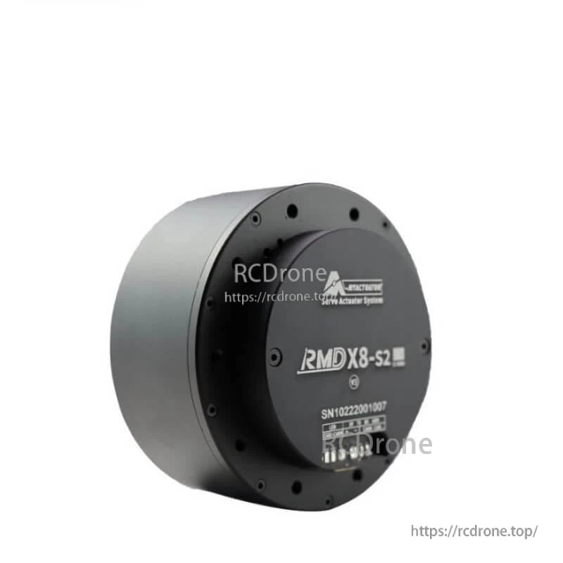 Angled perspective view of RMD-X8-S2 servo actuator housing and top cover