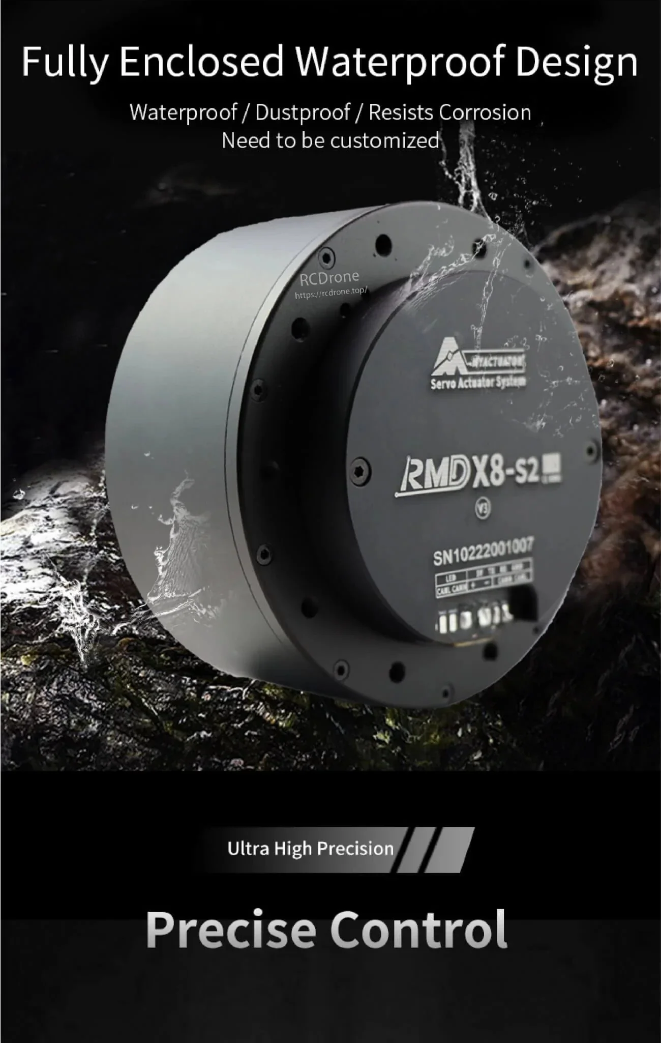 MyActuator RMD-X8-S2 Motor 48V Servo actuator with fully enclosed waterproof housing (customized option noted)