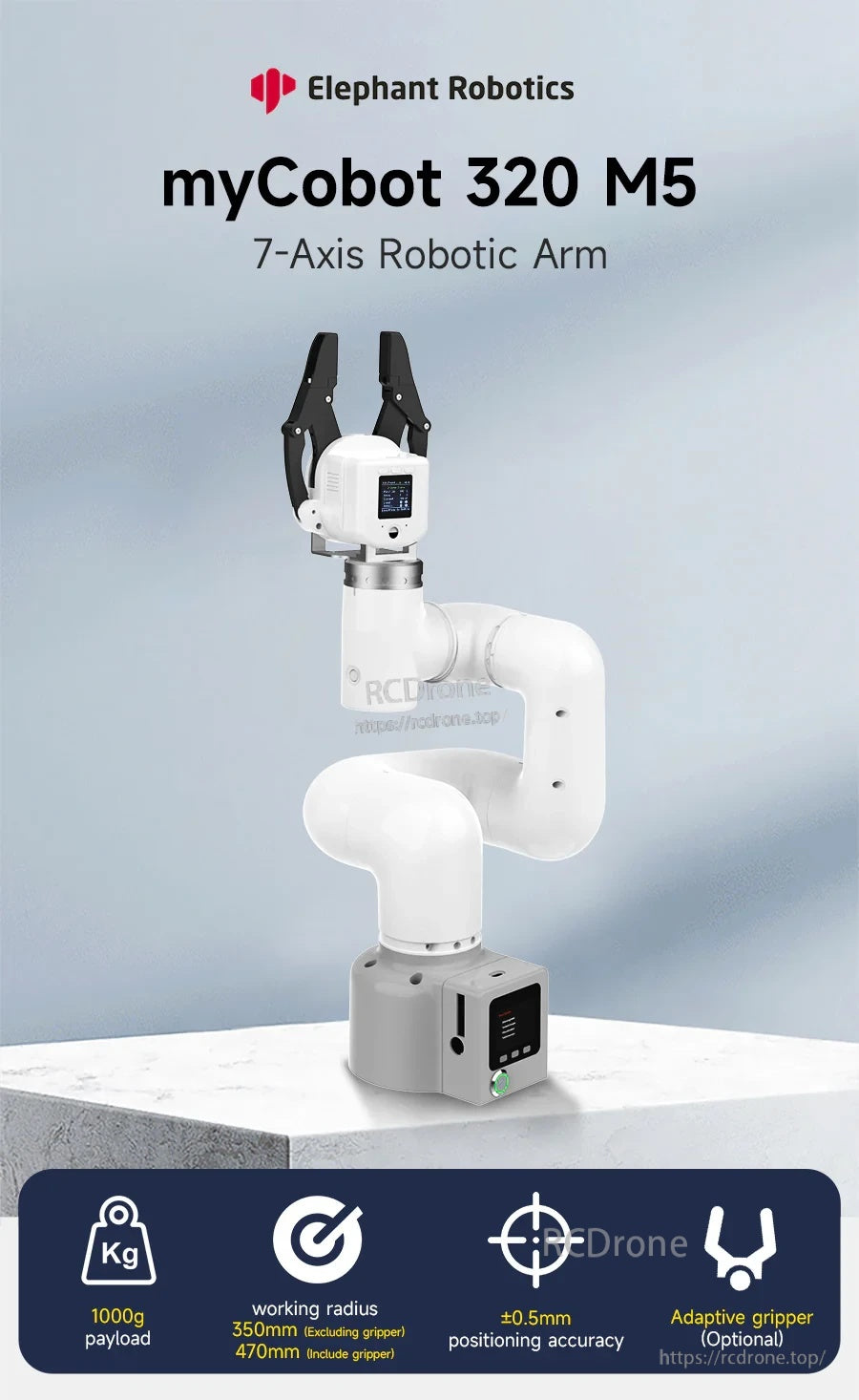Elephant Robotics myCobot 320 M5 collaborative robotic arm with gripper, 1 kg payload and 350 mm reach
