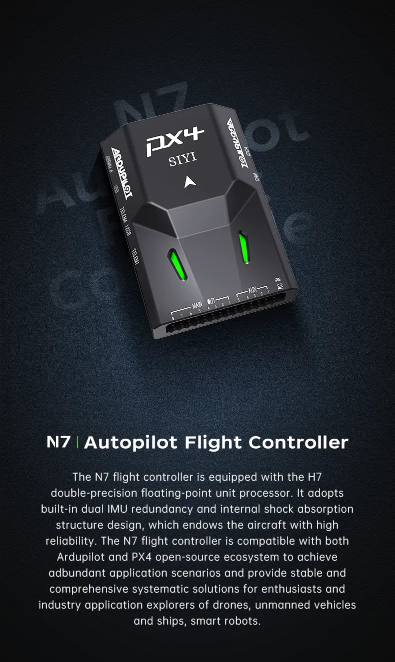 SIYI N7 Autopilot Flight Controller, High-performance autopilot controller with redundant sensors and shock absorption for stable drone flight.