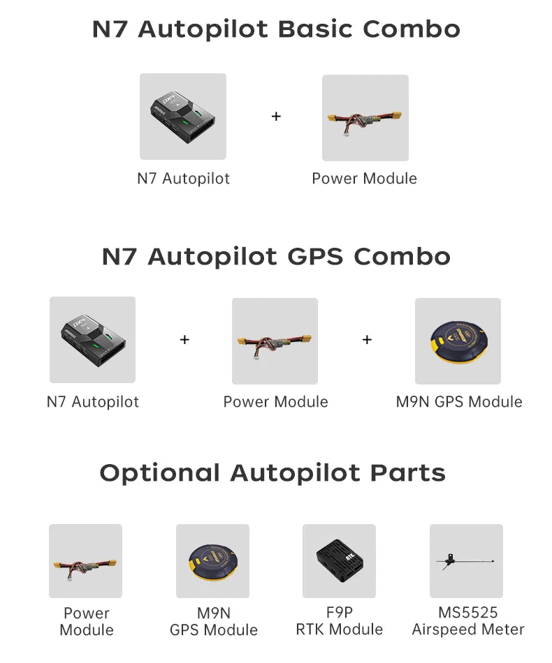 SIYI N7 Autopilot Flight Controller, Autopilot combo for drones/UAVs, including autopilot, power, and GPS modules, compatible with ArduPilot and PX4.