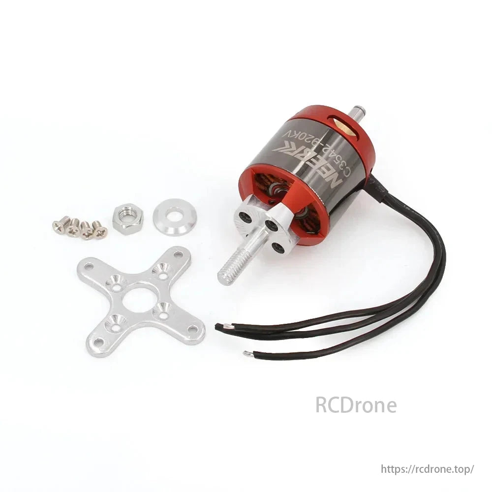 NEEBRC 3542-920KV motor includes mounting plate, screws, washers, perfect for FPV racing drones.