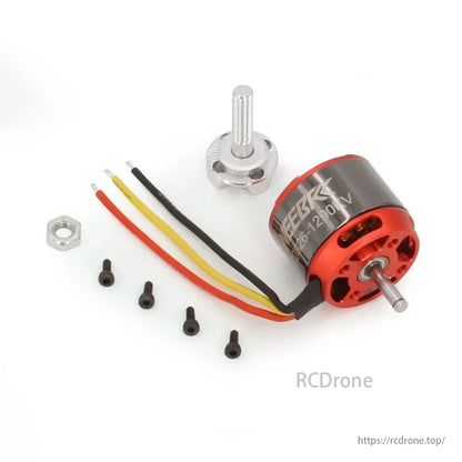 NEEBRC 2826-1290KV brushless motor for fixed-wing FPV racing drones, quadcopters, and airplanes, includes accessories.