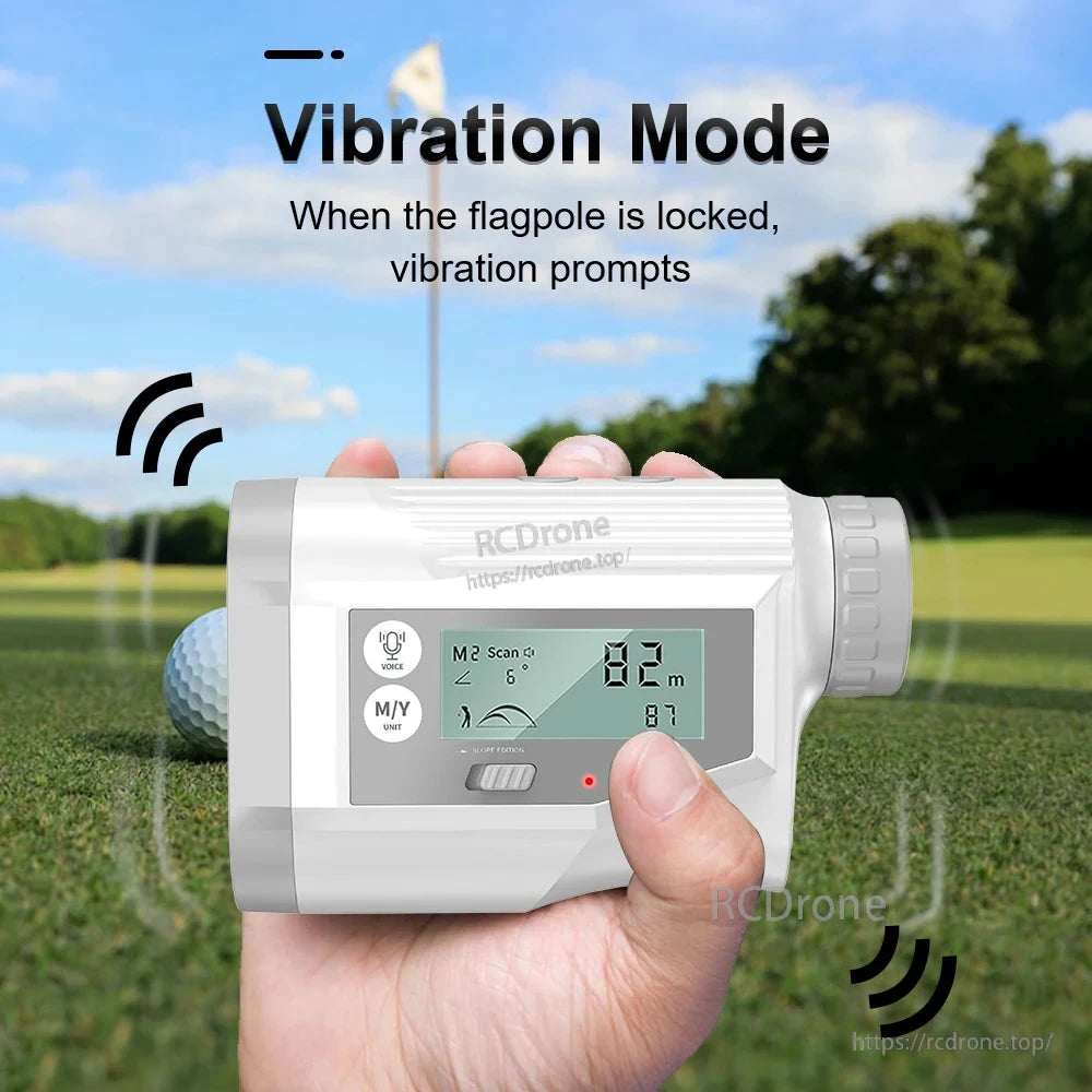 Vibration mode activates upon flagpole lock, offering tactile feedback for precise golf distance measurement.