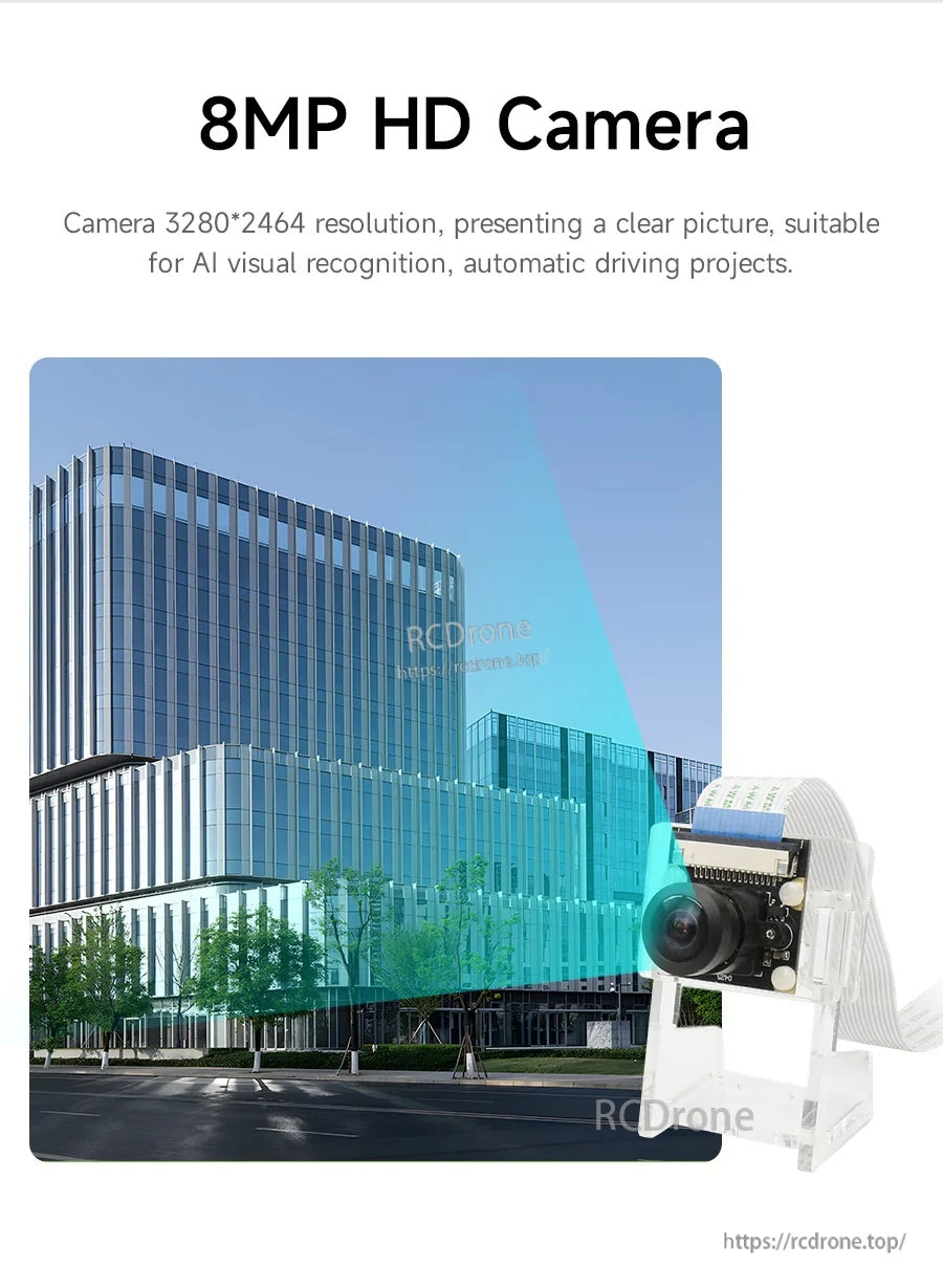 8MP HD camera sample graphic noting 3280×2464 resolution for AI vision and recognition applications