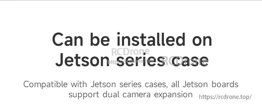 Text banner stating the IMX219 CSI camera can be installed on Jetson series acrylic cases and supports dual camera expansion
