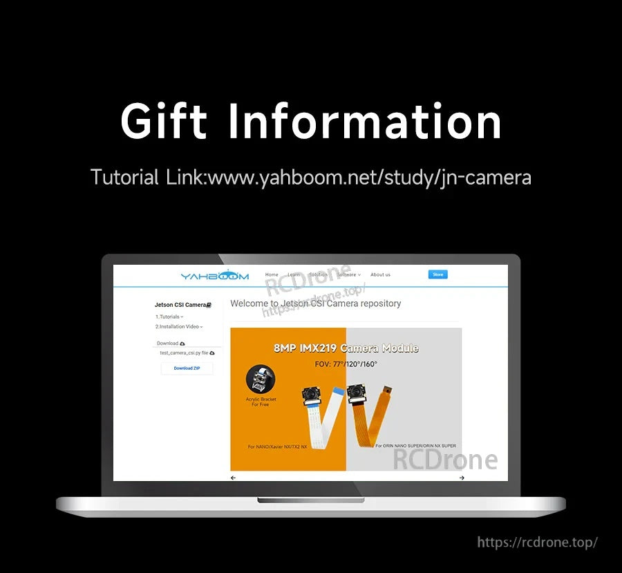 Tutorial link graphic for Jetson CSI camera repository and IMX219 camera module setup resources