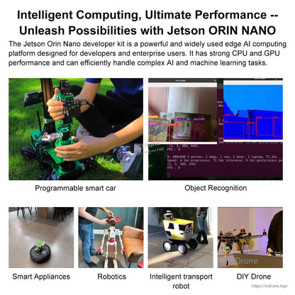 Edge AI application examples: programmable car, object recognition, smart appliances, robotics, transport robot, DIY drone