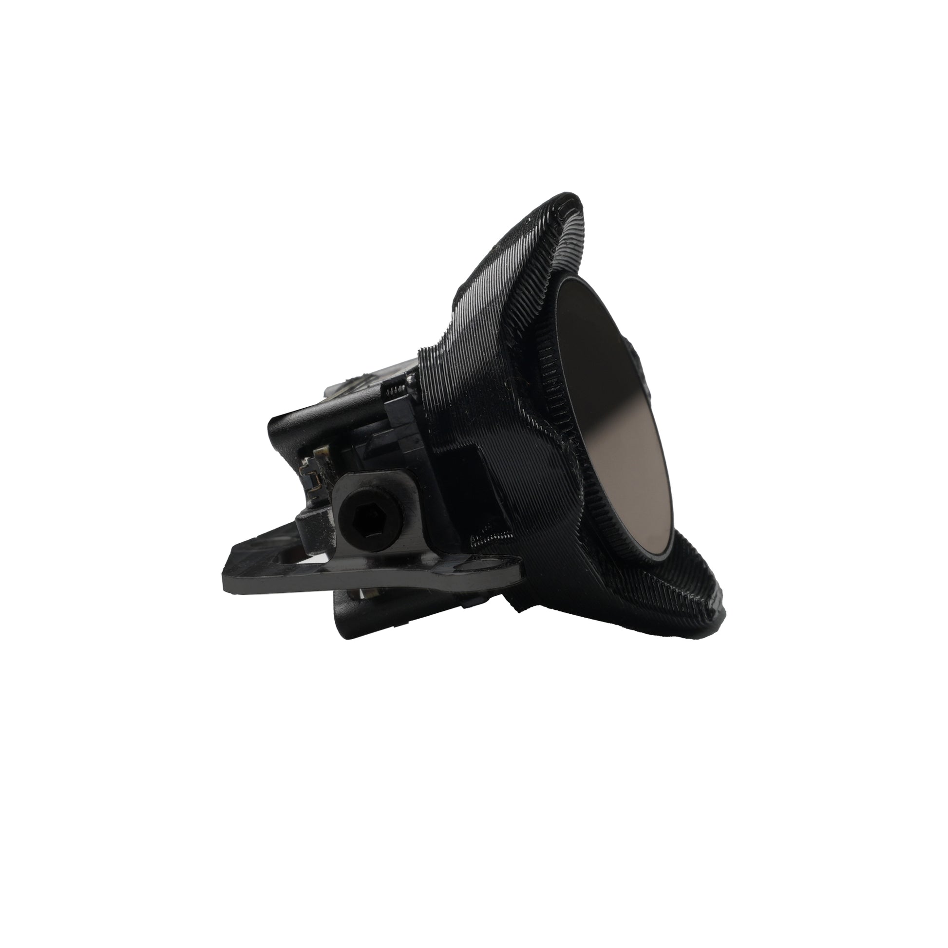 Black TPU protector lens guard case for Naked O3 camera, side view with front filter opening