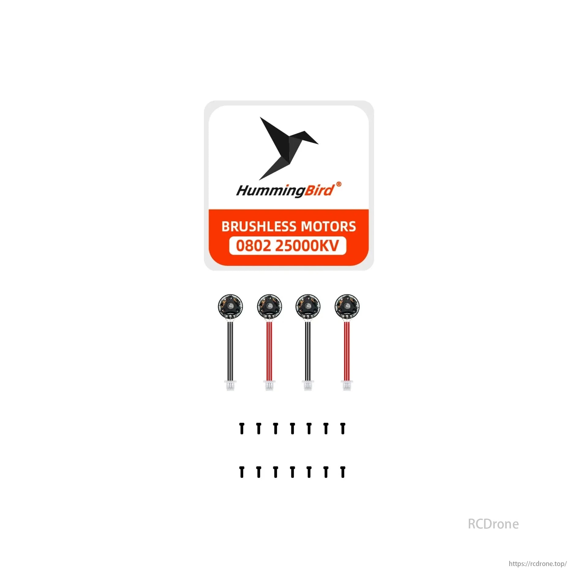 HummingBird 0802 25000KV brushless motors, ideal for FPV racing drones, sold as a set of four.