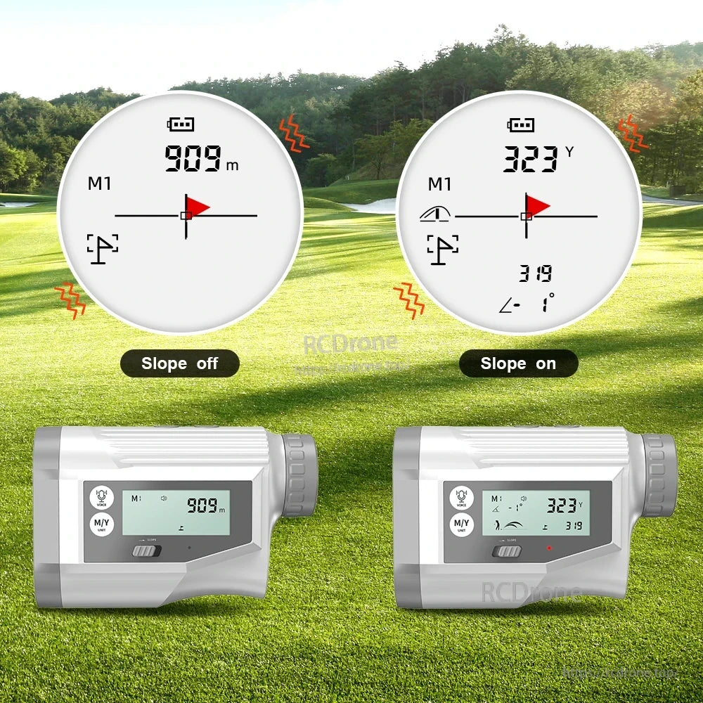 NoHawk Golf Laser Rangefinder, Golf rangefinder displays distance with slope on/off options