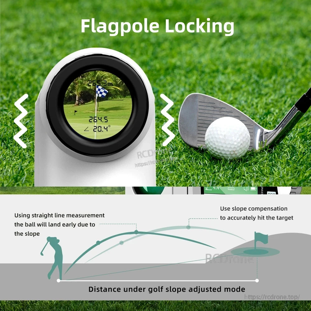 NoHawk Golf Laser Rangefinder, Flagpole Locking, slope compensation, distance measurement, golf rangefinder