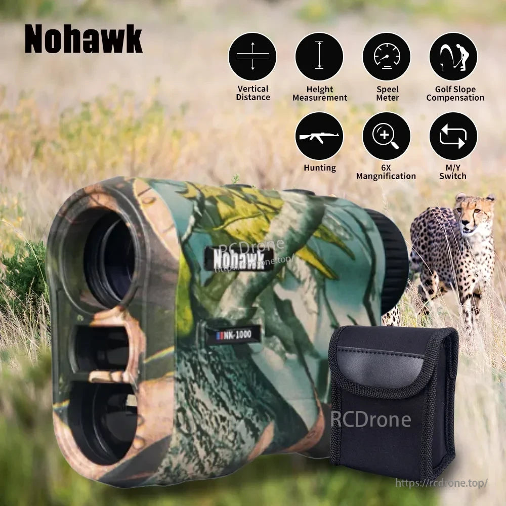 Nohawk 1000m Laser Rangefinder with 6X Magnification and Hunting Features