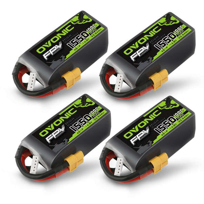 Ovonic 4x 4S LiPo Battery set, four 1550mAh 14.8V packs with XT60 and balance lead