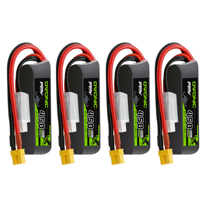 Ovonic 2S 450mAh 100C 7.4V LiPo battery 4-pack with XT30 plug and balance lead